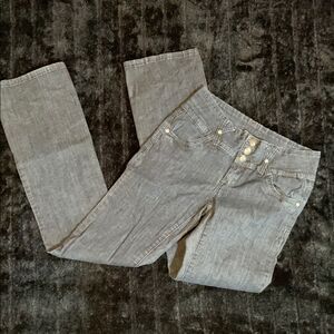 I&M Dark Wash Straight Leg Stretch Jeans with Rhinestone Accents Size 7